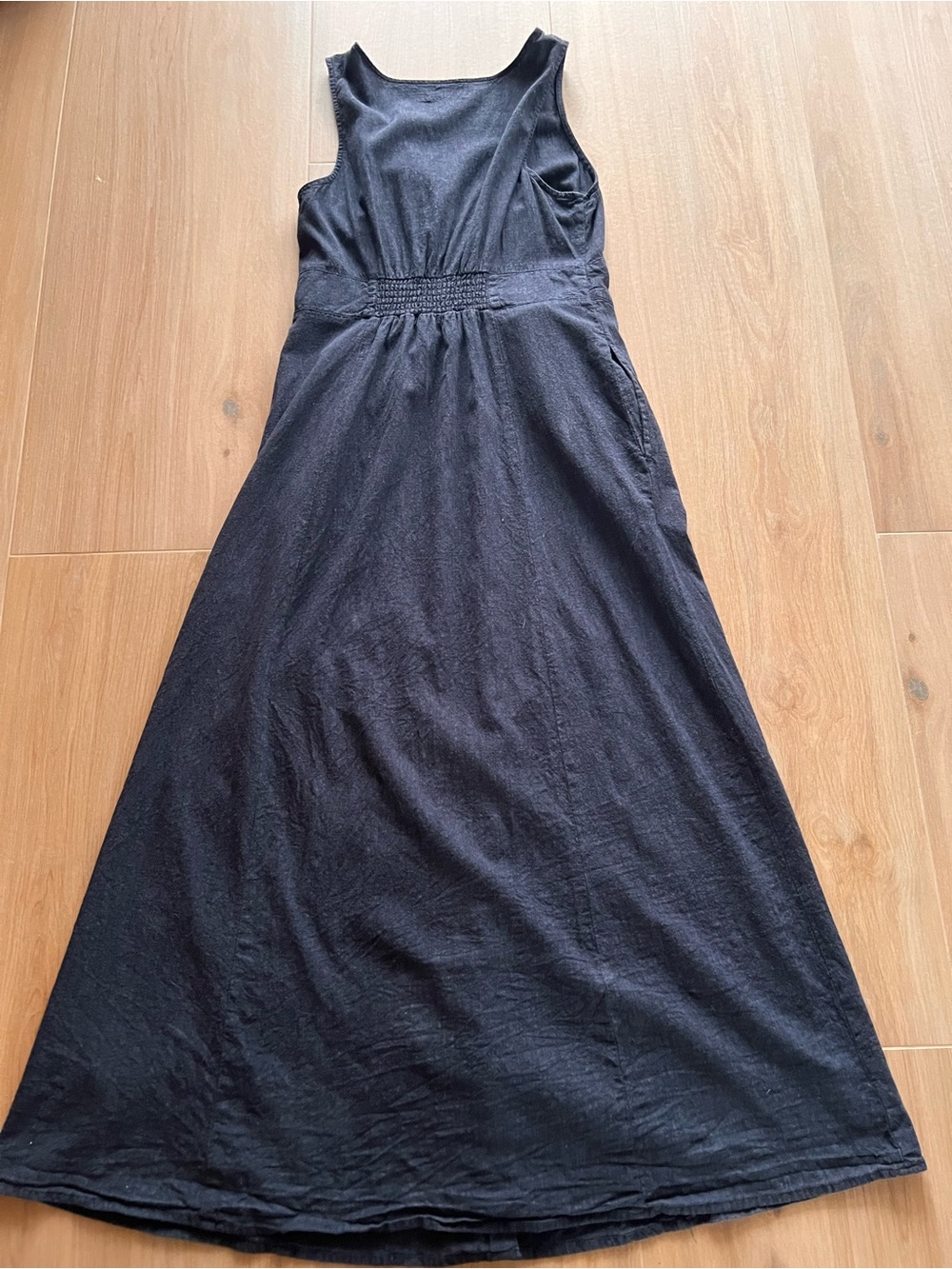 Marine Layer Camila Maxi Dress Medium India Ink Hemp TENCEL Button Front $158 - Picture 4 of 15